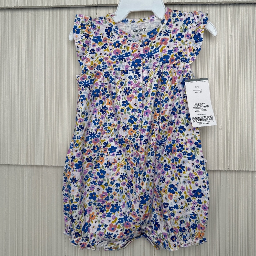NWT 6m Carters Blue Floral Romper